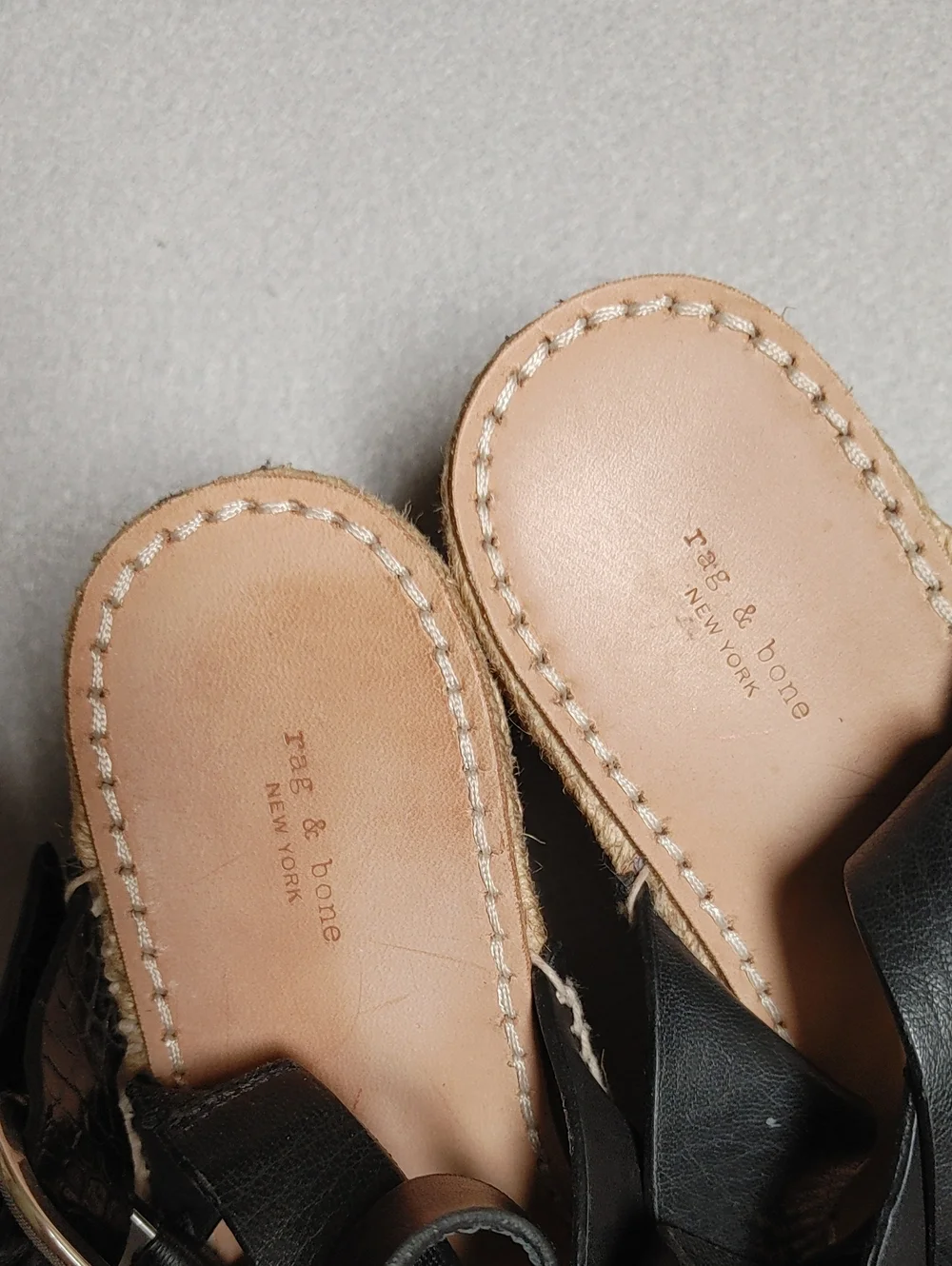 Rag & Bone August Espadrille Platform Black Strappy Sandals Size 37.5